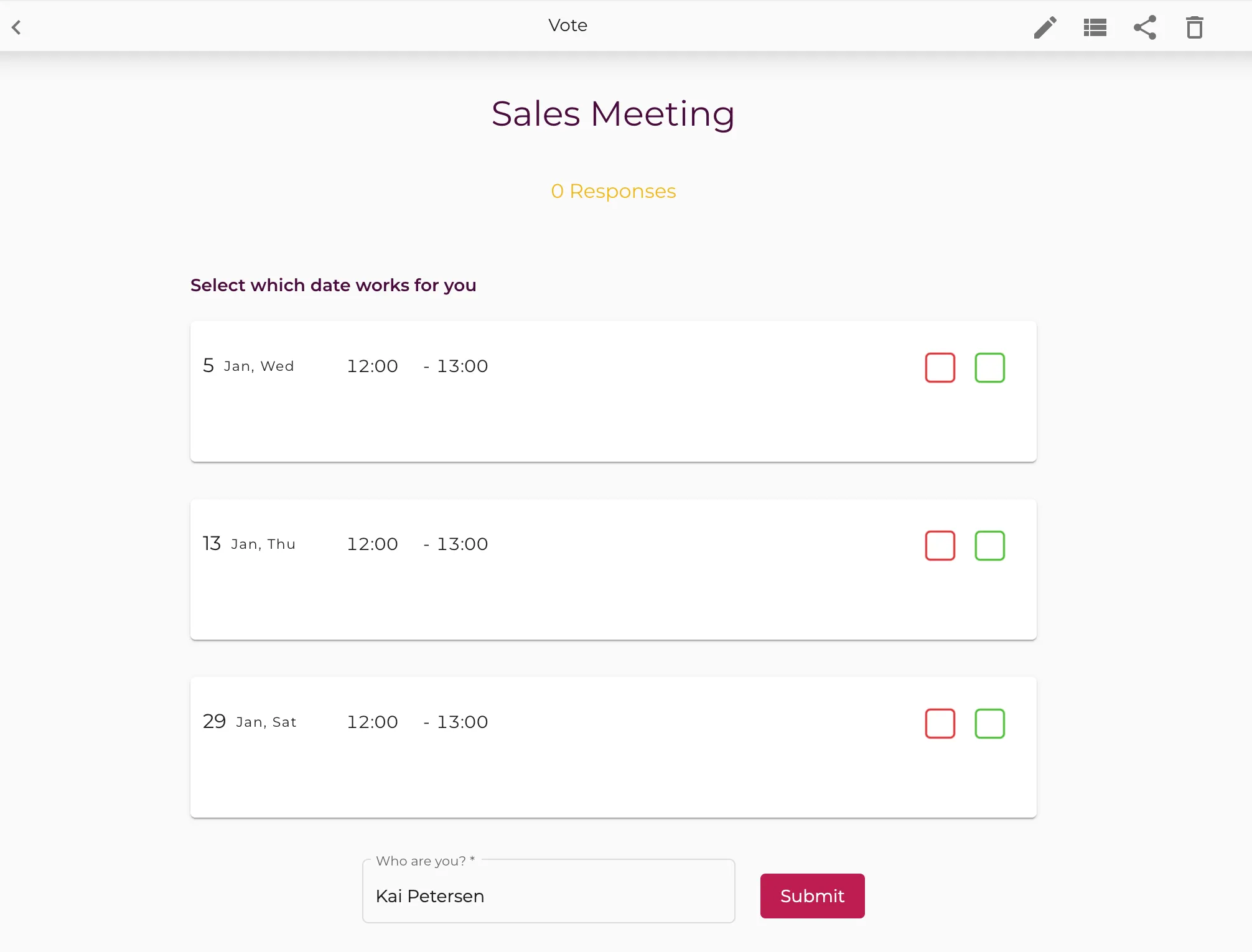 Vote which date works best